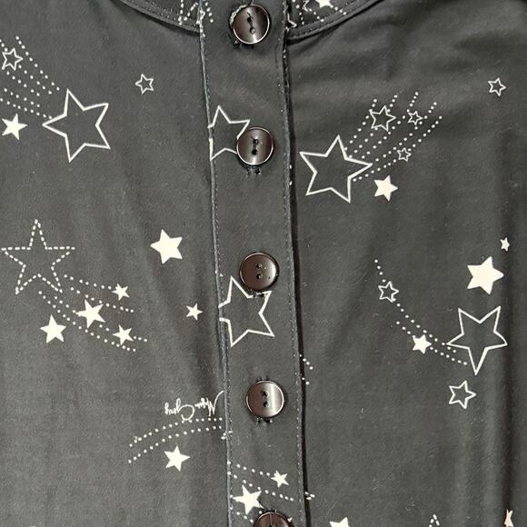 Mason Grey Women’s One Piece Sleepwear Small Black Shooting Stars Pajamas NWT - Picture 3 of 9